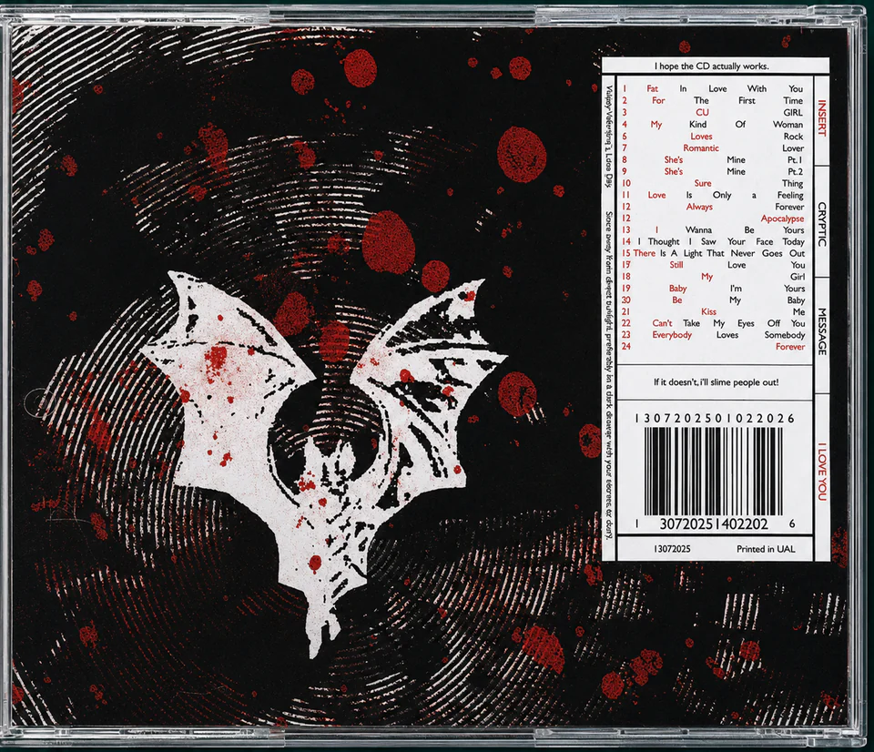 Valentine playlist — printed jewel-case back cover